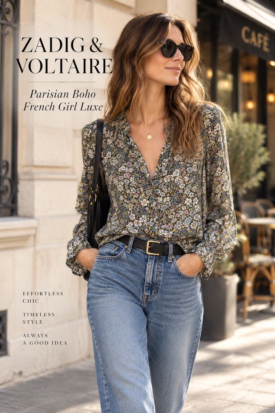 Parisian Boho French Girl Zadig & Voltaire Crinkle Liberty Garden Floral Top S